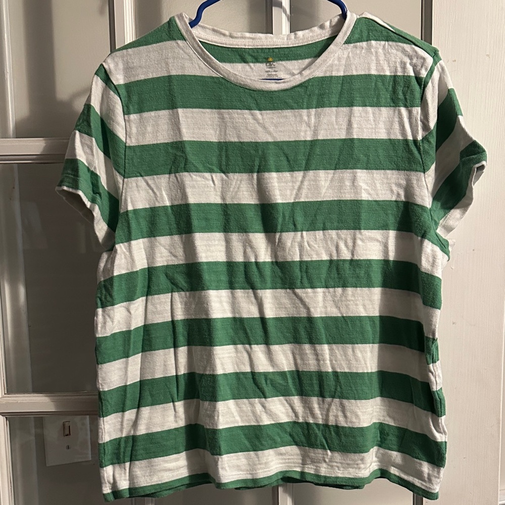 C&C California Green and White Striped Tee
